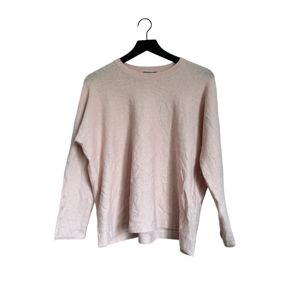 EILEEN FISHER Petite Organic Linen Blend Crewneck Sweater in Light Pink